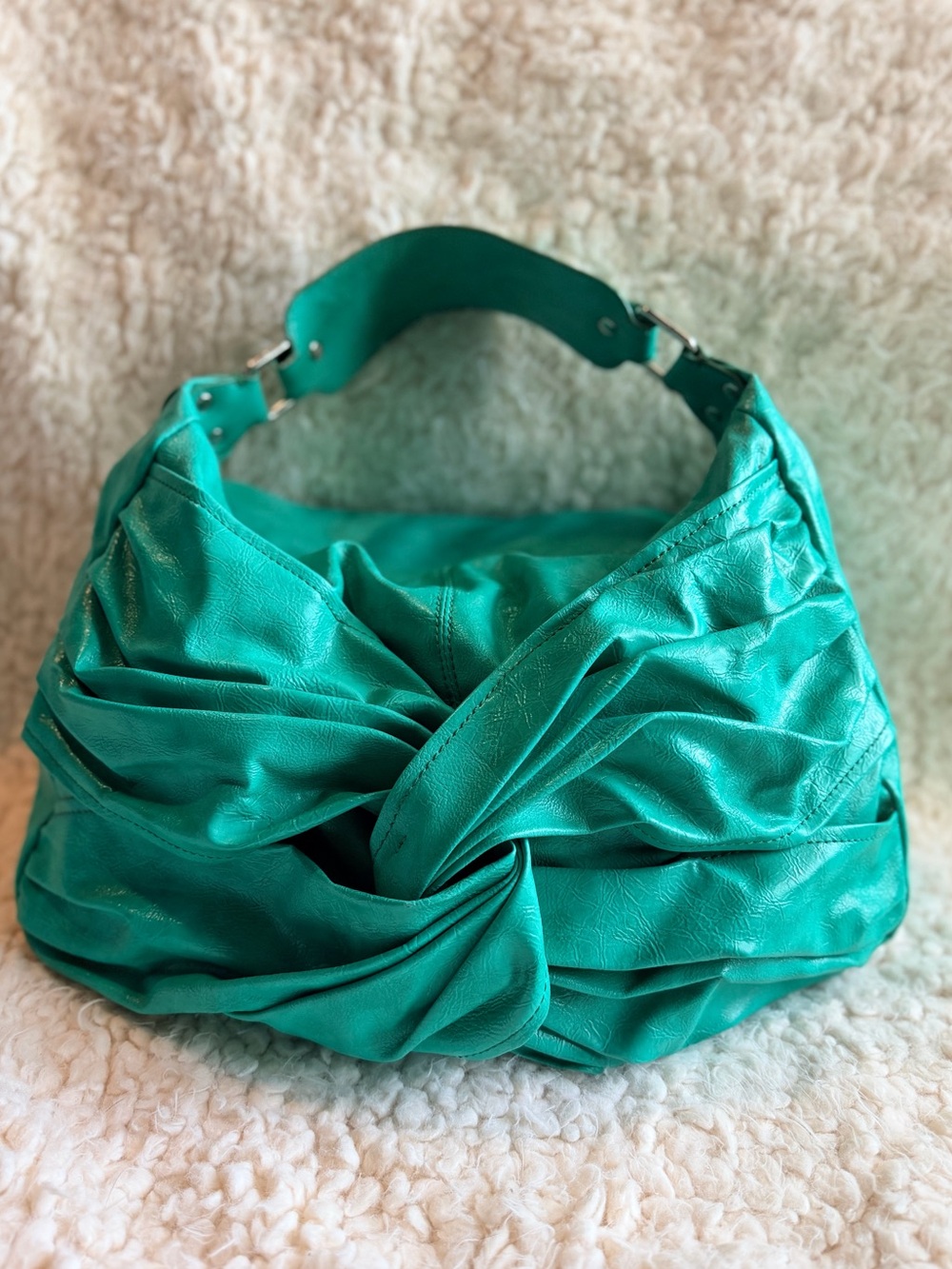 Chinese Laundry Green Ruched Twist Slouchy Shoulder Hobo Bag Y2K Retro⁠ Purse